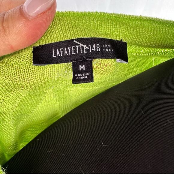 Lafayette 148 New York Womens Knit Linen Tank Top Green Sz Medium M Layering - Picture 4 of 10